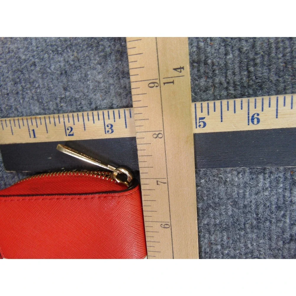 Michael Kors Orange White Stripe Zip Around Wristlet Wallet Clutch Gold Hardware - Picture 11 of 15